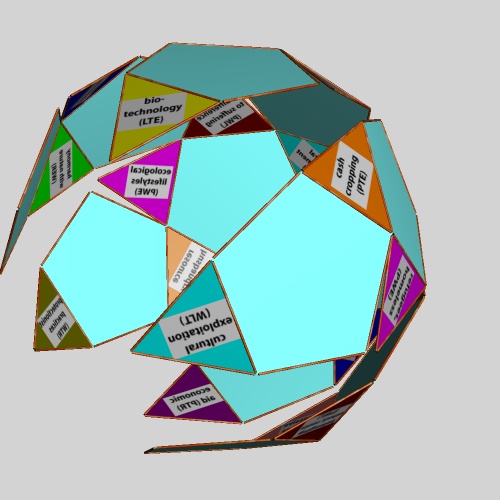 Transformation of issue arenas on an icosidodecahedral net