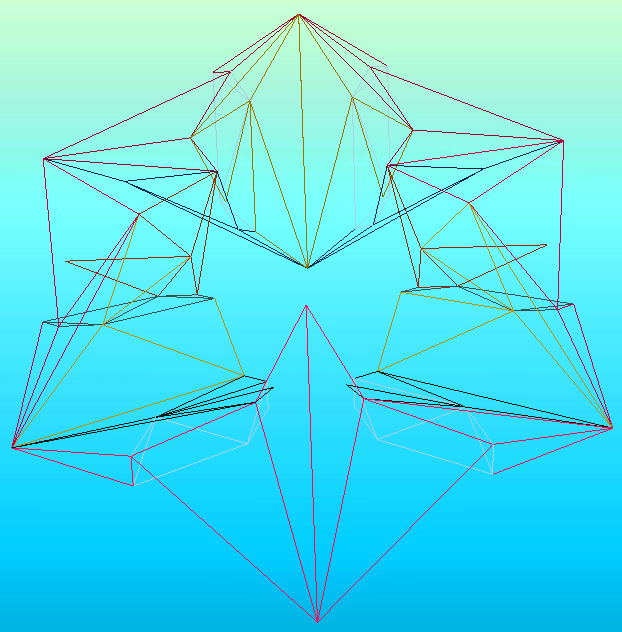 Wireframe animation of 6 Szilassi polyhedra in circular Schatz linkage