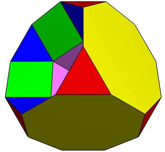 Diagonal view of the drilled truncated cube 