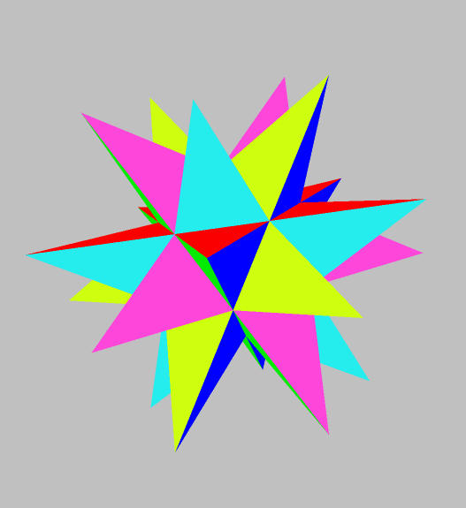 Morphing of Great icosahedron to Great stellated dodecahedron