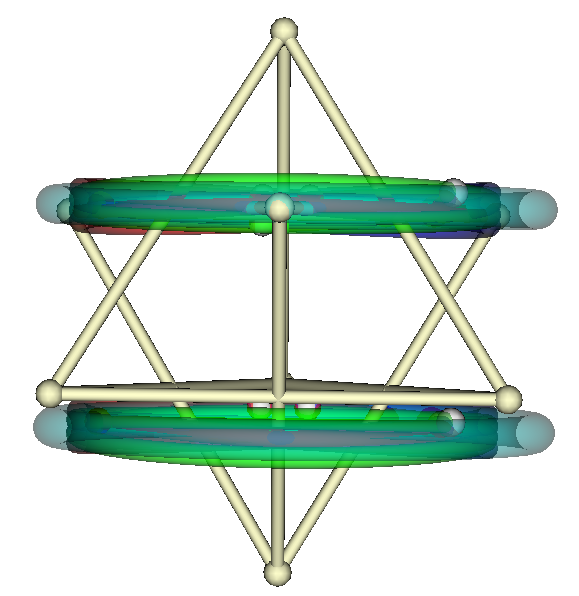 View of a Merkabah framed and enhanced by rotating toroidal cycles