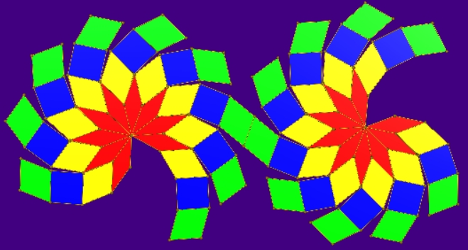 Unfolded net of zonohedrified 9-gonal antiprism with 9-fold symmetry