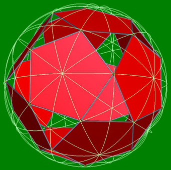 Mapping of 30 glimpses onto the 30 vertices of an icosidodecahedron